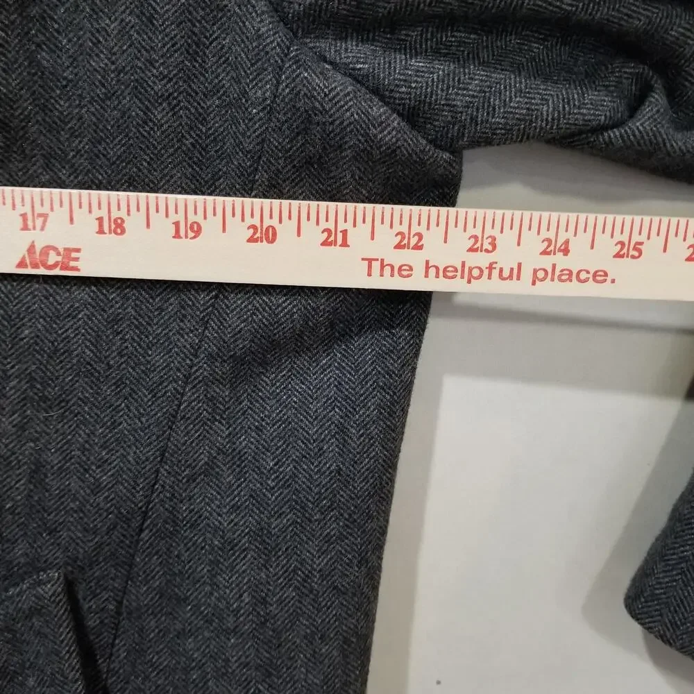 Banana Republic Coat Mens Large Gray Wool HB Topcoat Herringbone Tweed Lined